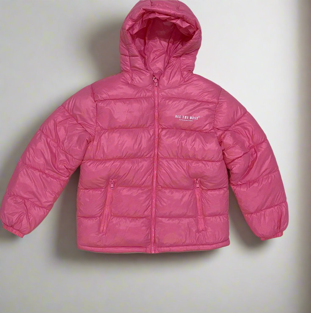 Girls Winter Lightweight Warm Puffer Jacket, Casual Style Polyester Filled Zip-Up Coat