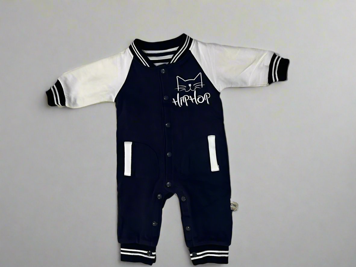 Unisex Baby Romper, Polyester Long Sleeve Footed Jumpsuit